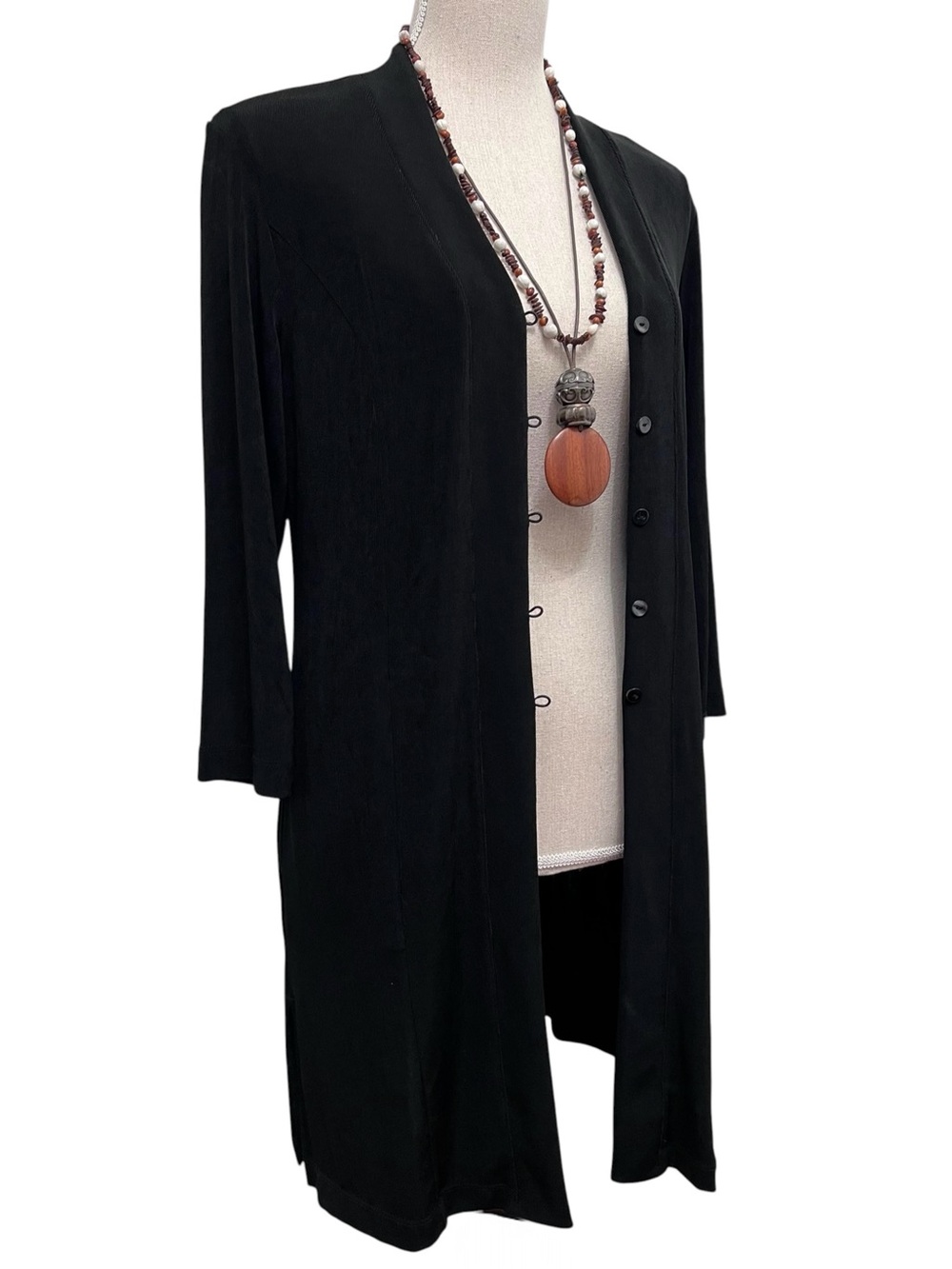 Chicos Travelers Black Long Line Shirt Jacket Size Small Chicos Size 0 - 4/6